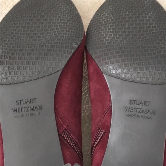 Stuart Weitzman Gardner Maroon Suede Boots 4M NEW - Picture 6 of 6